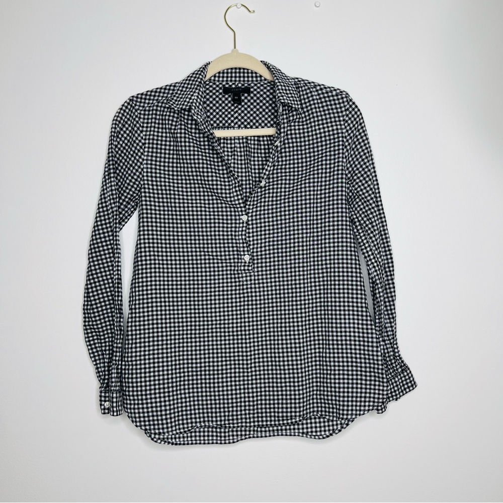J. Crew Women’s Half Button Up shirt Shepherd Checks pattern